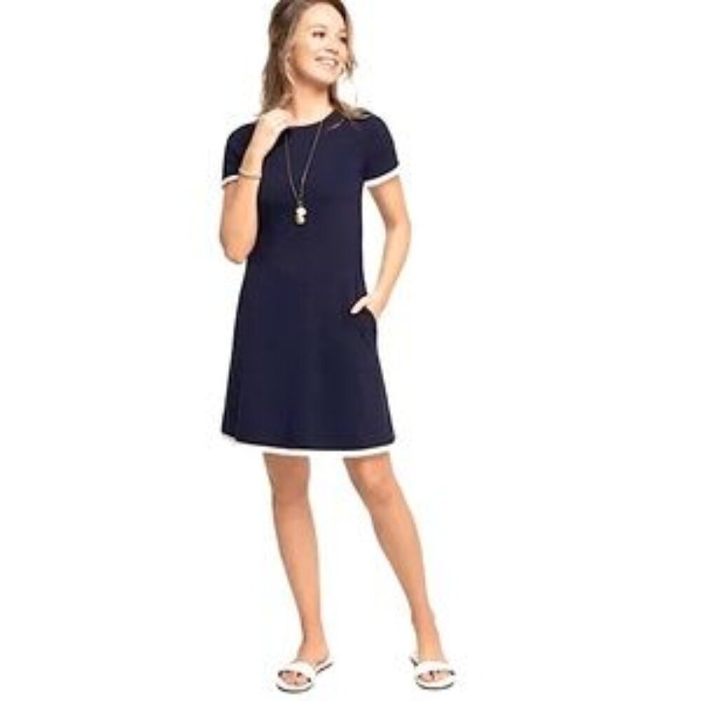 💙✨ J.Crew Navy Mini Dress with White Trim – Size 4 ✨💙